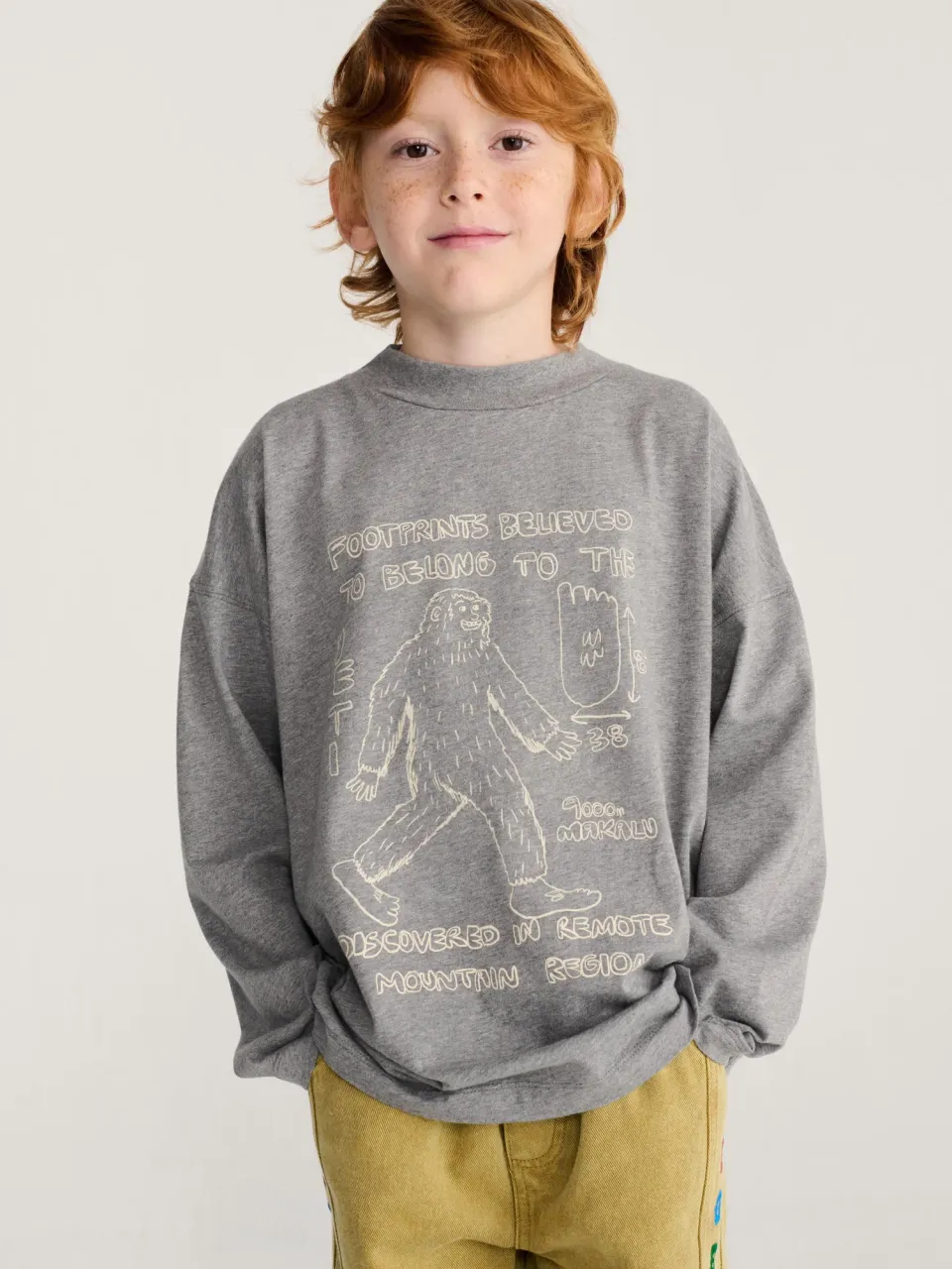 Bobo Choses Mr. Footish t-shirt grå 2-3Y bomuld