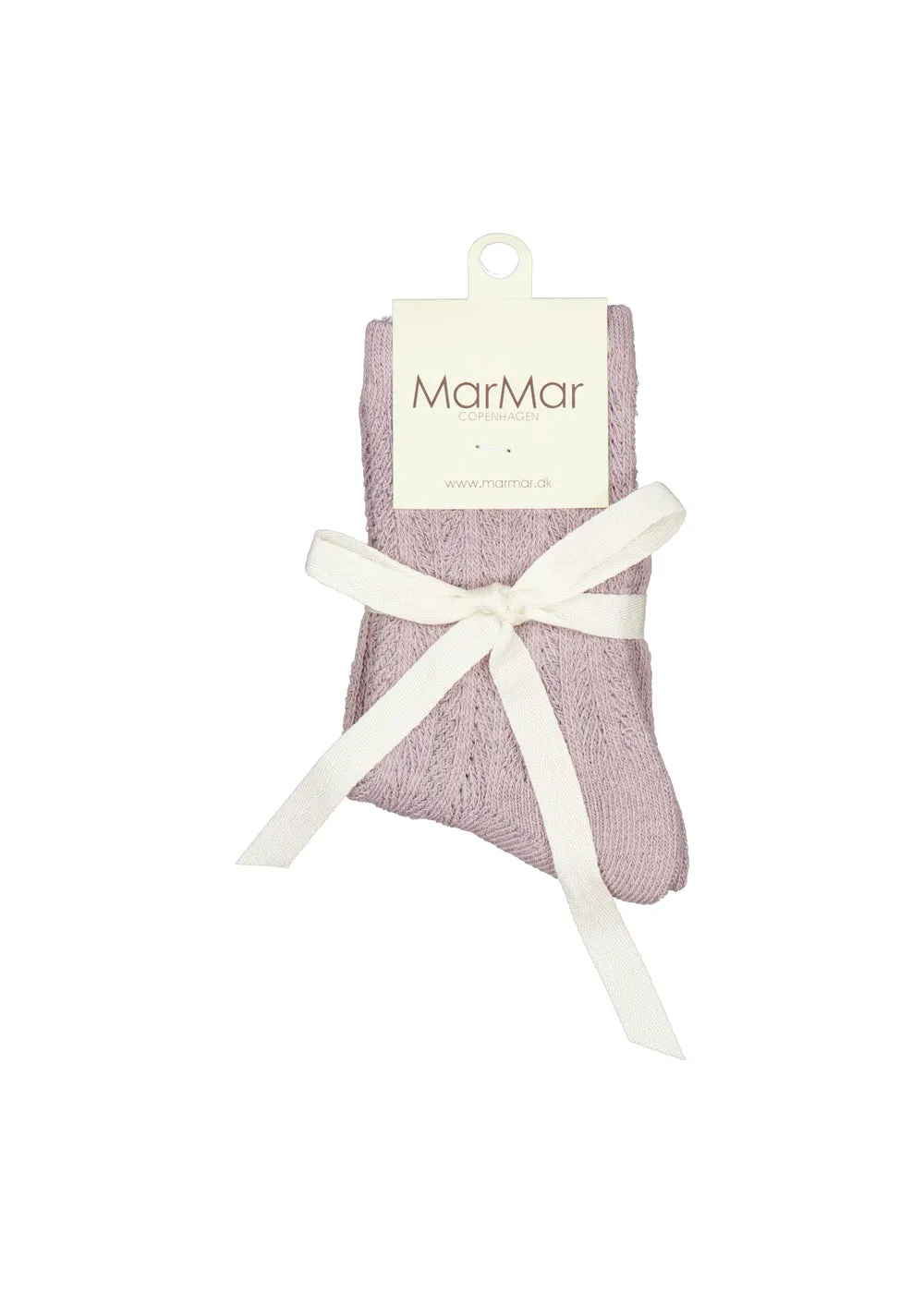 MarMar Pointelle knæstrømper Airy Purple hulmønster