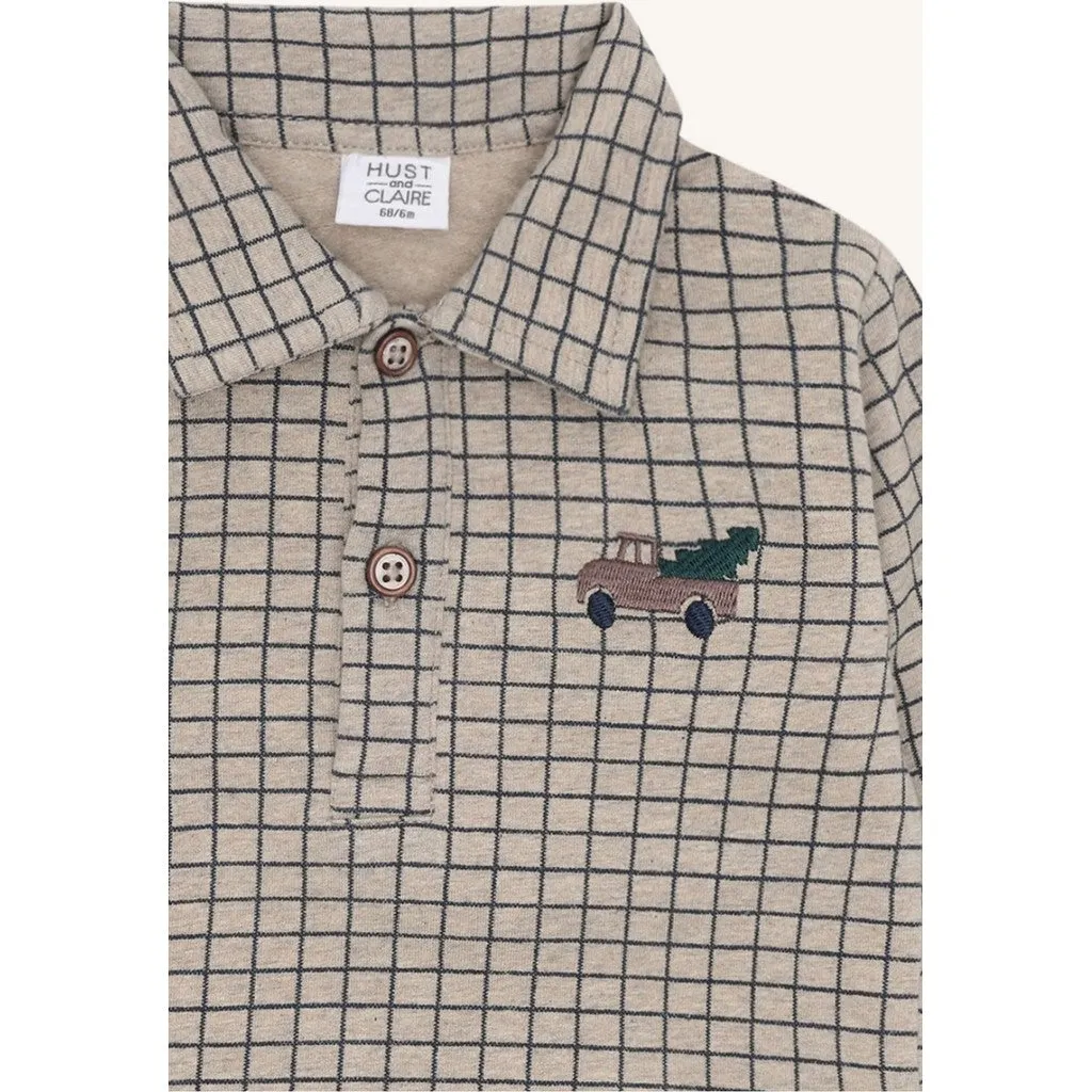 Hust & Claire Sofus Check sweatshirt Biscuit blød