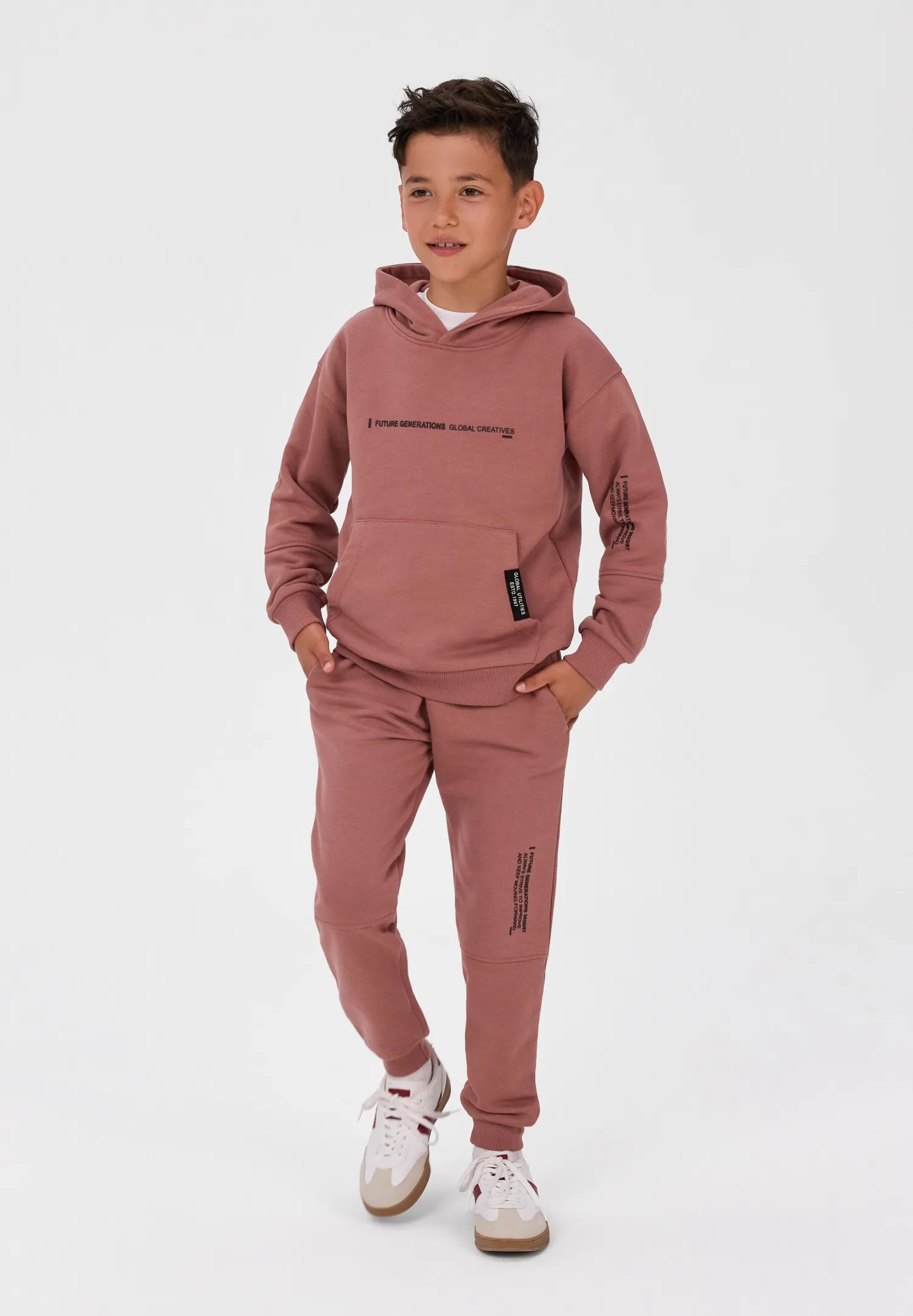 Minoti 44781 joggingtøj hoodie cognac bomuld