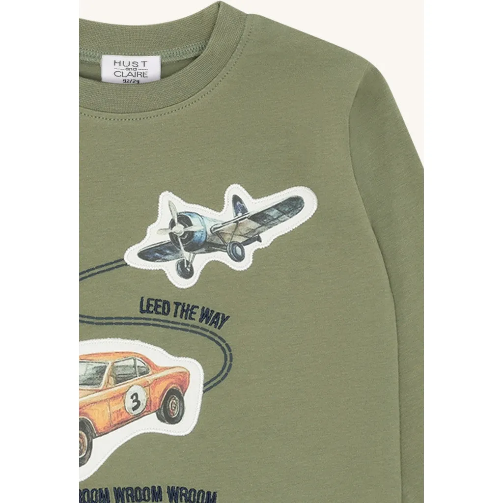 Hust & Claire Anton langærmet t-shirt Light Green bomuld