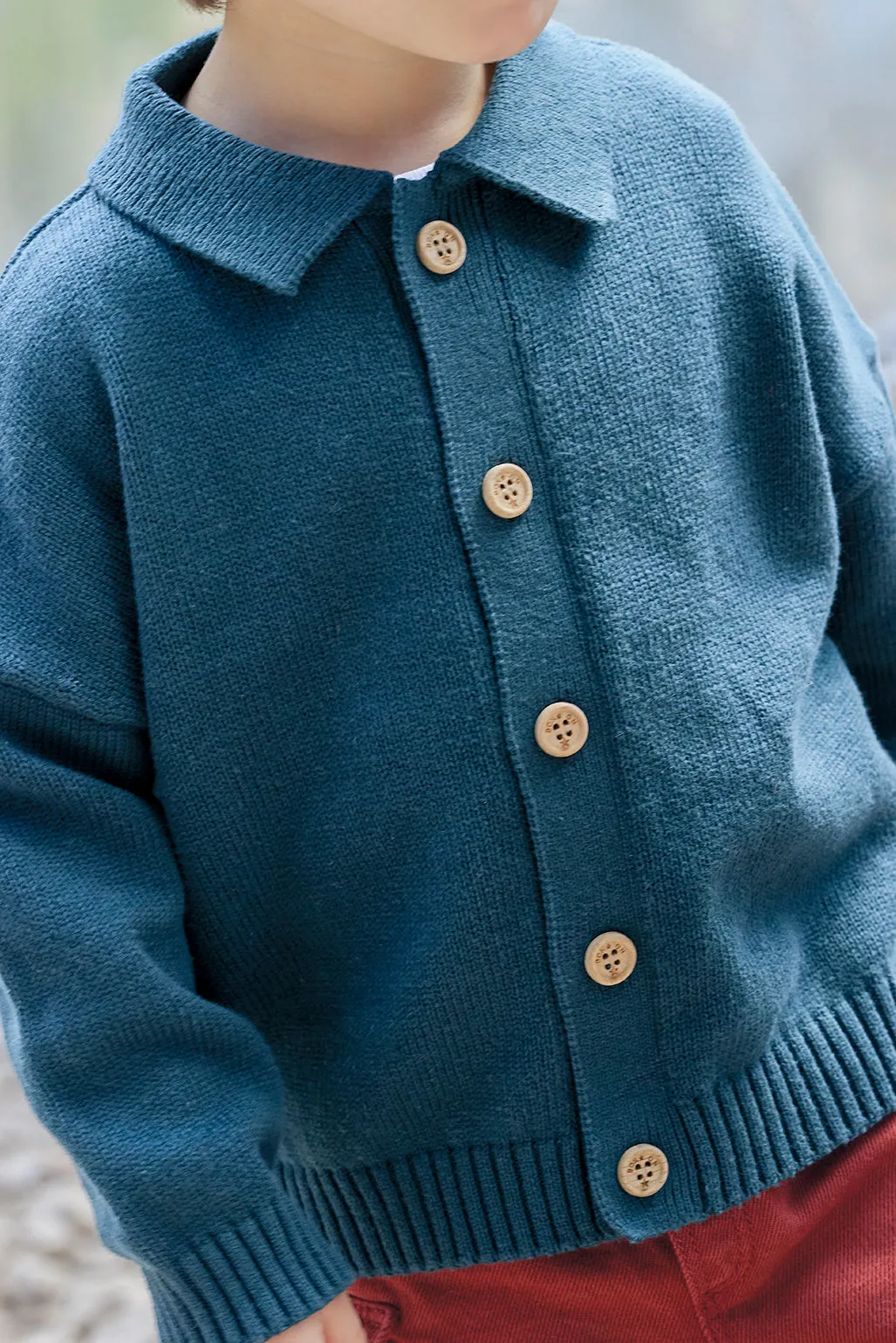 Bonton Lucien Blue Lake cardigan i bomuld