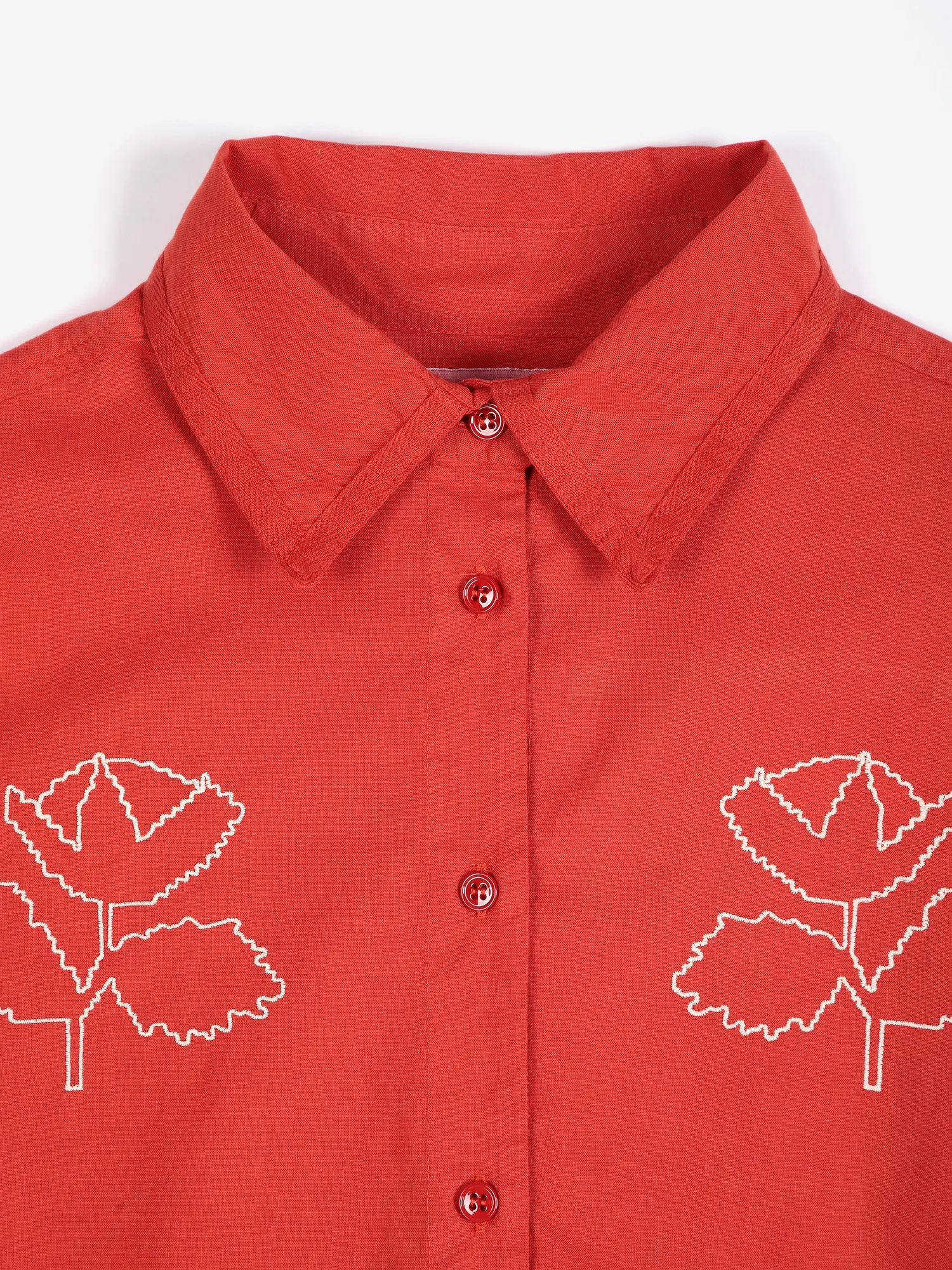 Bobo Choses Vibrant Flower Embroidery Poplin skjorte rød løs