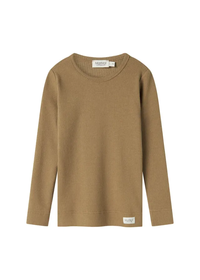MarMar Plain Tee LS t-shirt Dark Bronze økologisk