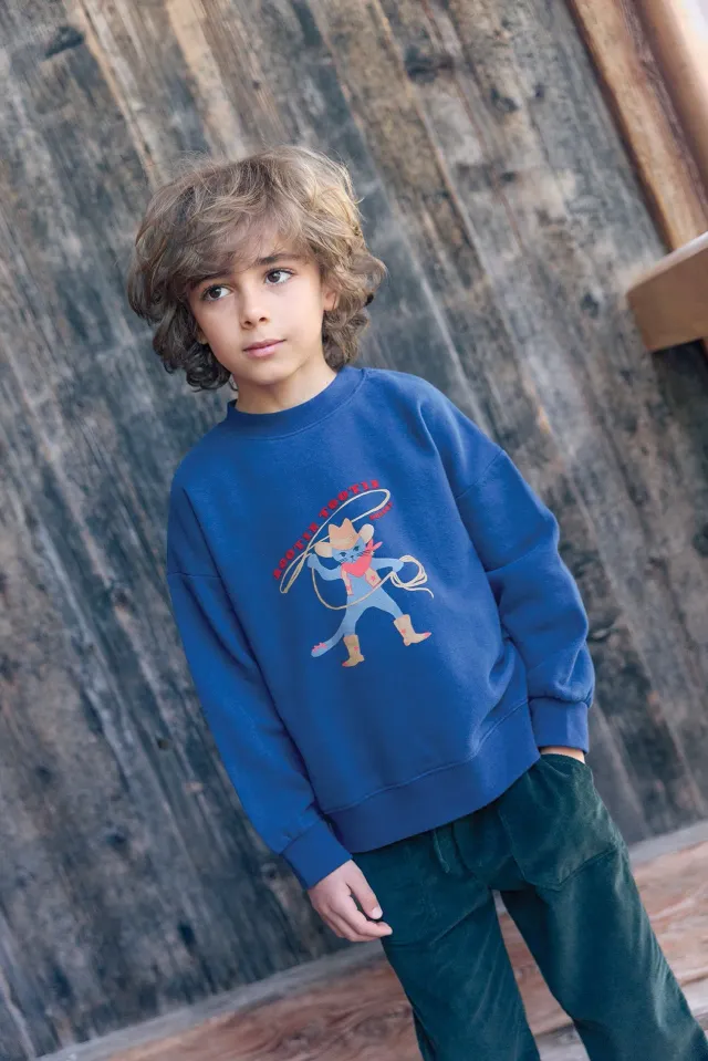 Bonton Lasso sweatshirt blå bomuld til drenge