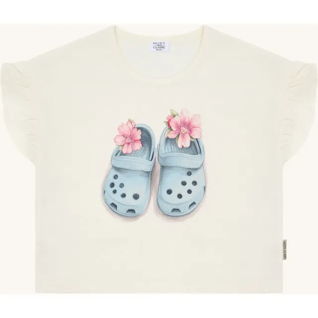 Hust & Claire HCAlma kortaermet t-shirt ivory bomuld