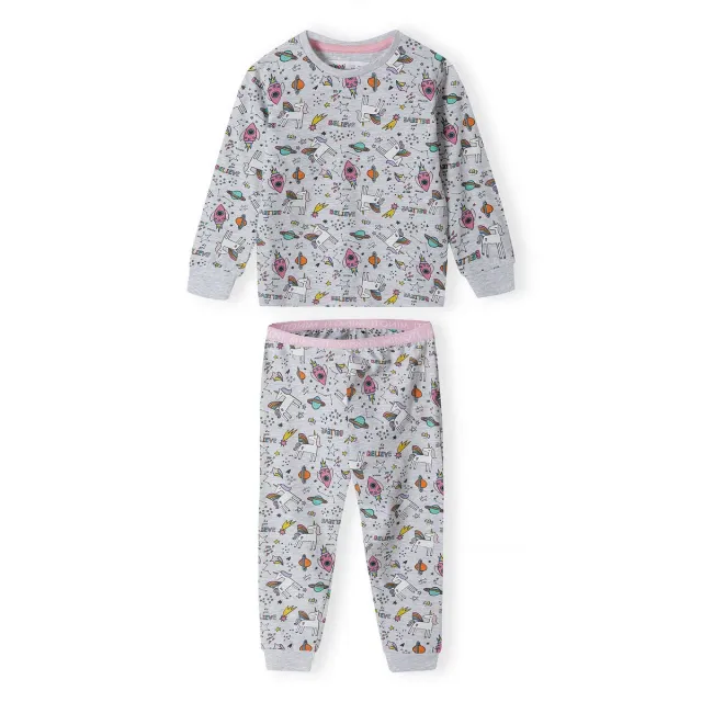 Minoti 39875 pyjamas grå enhjørning bomuld