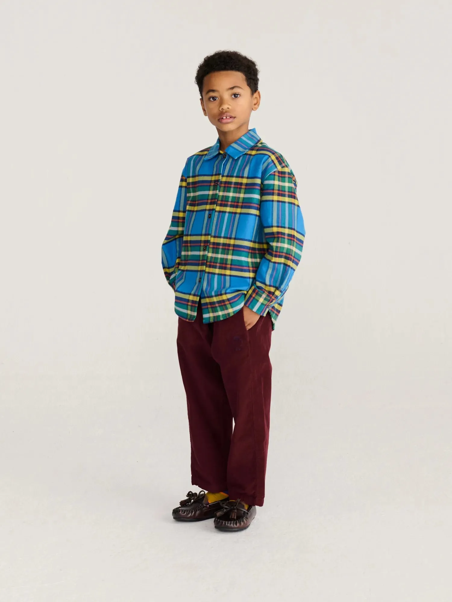 Bobo Choses Tartan All Over skjorte 2-3Y blå bomuld