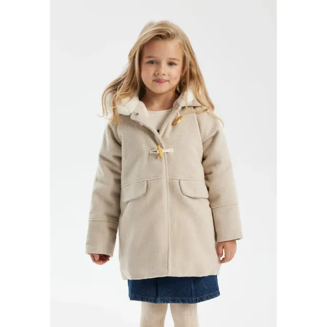 Minoti 41155 dufflecoat sandbeige med hætte til piger