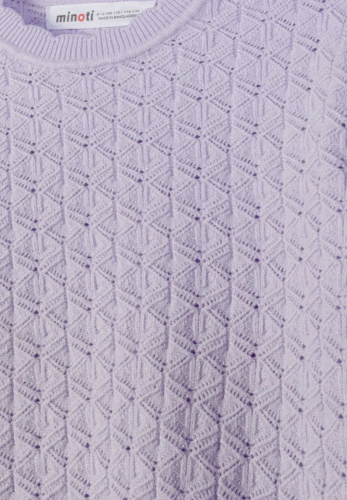 Minoti 44720 pullover lilla rudemønster pige pointelle