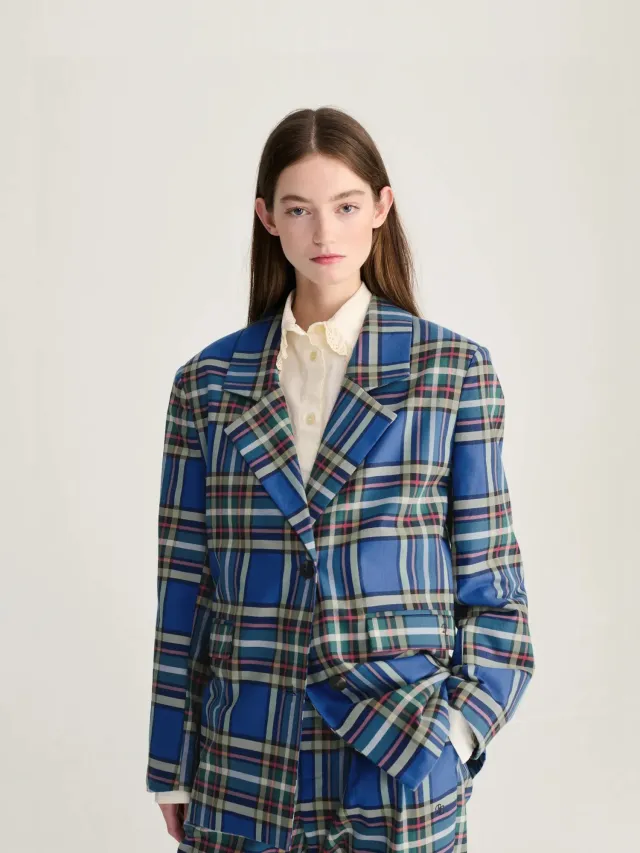 Bobo Choses Tartan blazer blå M bomuld