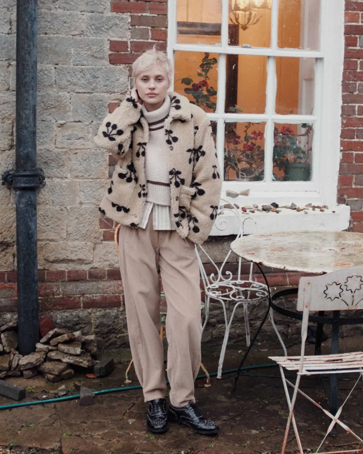 Emile et Ida Etoile bamsejakke beige kirsebær