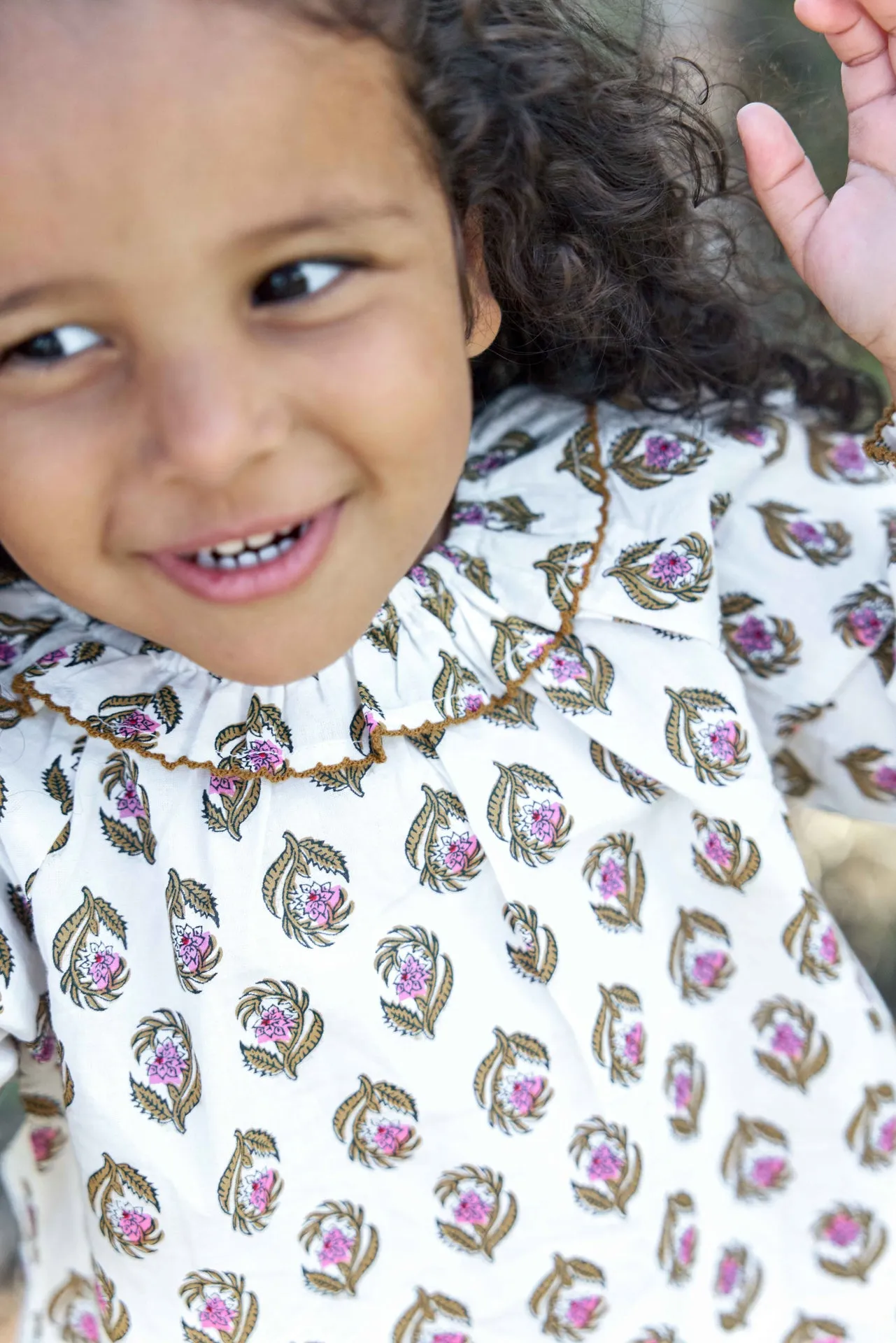 Bonton Solane Blockprint babybluse blomstret bomuld