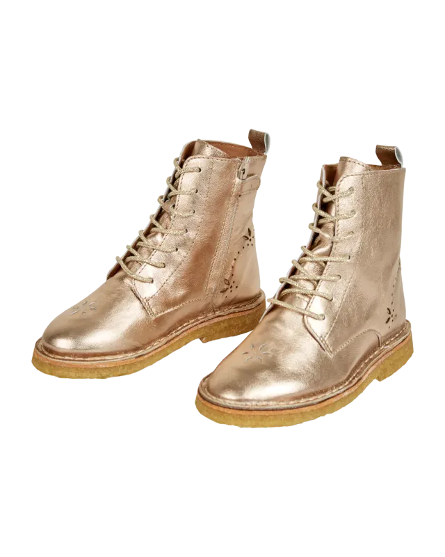 Emile et Ida Boots snørestøvler guld læder