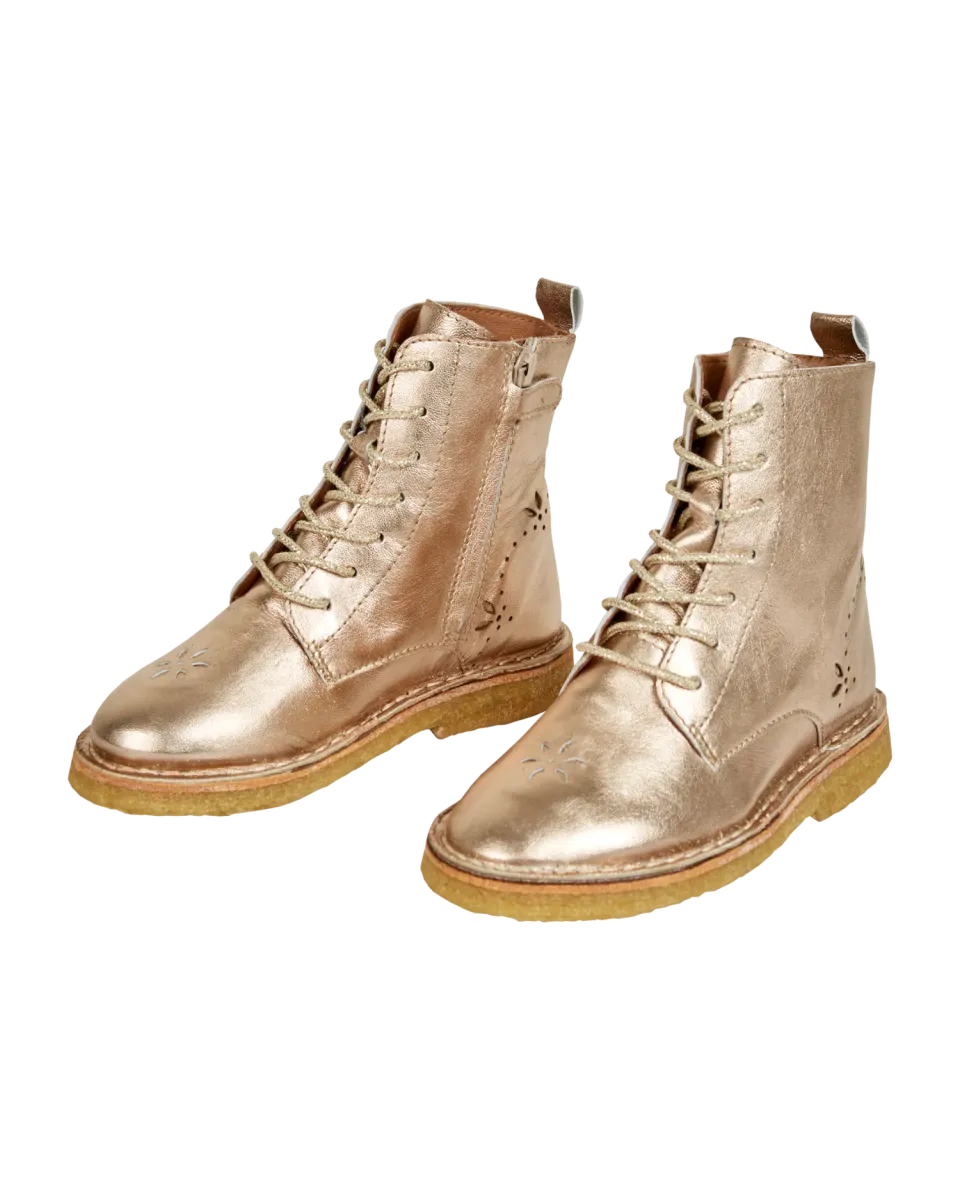 Emile et Ida Boots snørestøvler guld læder