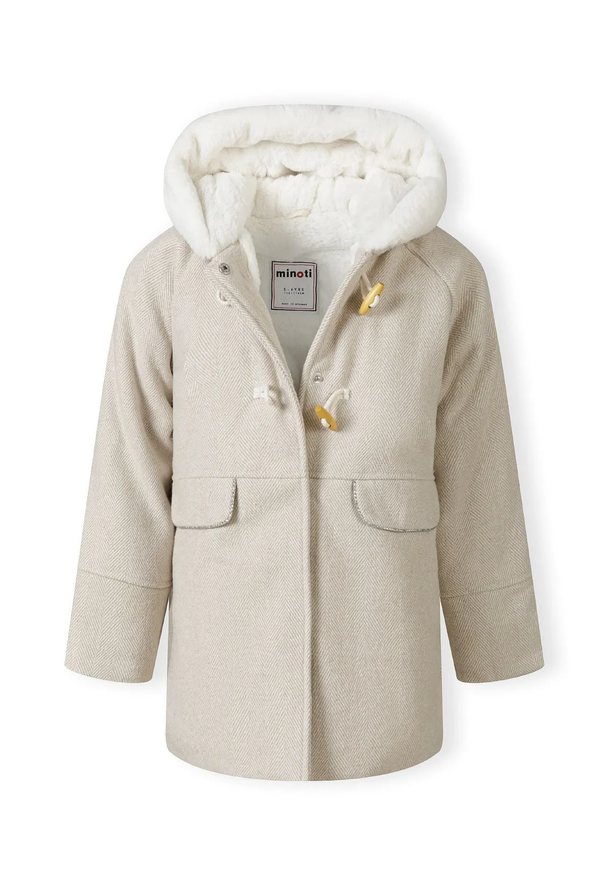 Minoti 41155 dufflecoat sandbeige med hætte til piger