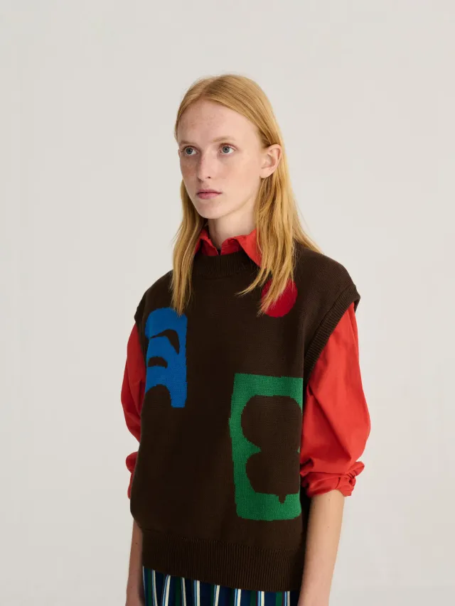 Bobo Choses Plant Seal strikvest XS mørkebrun bomuld