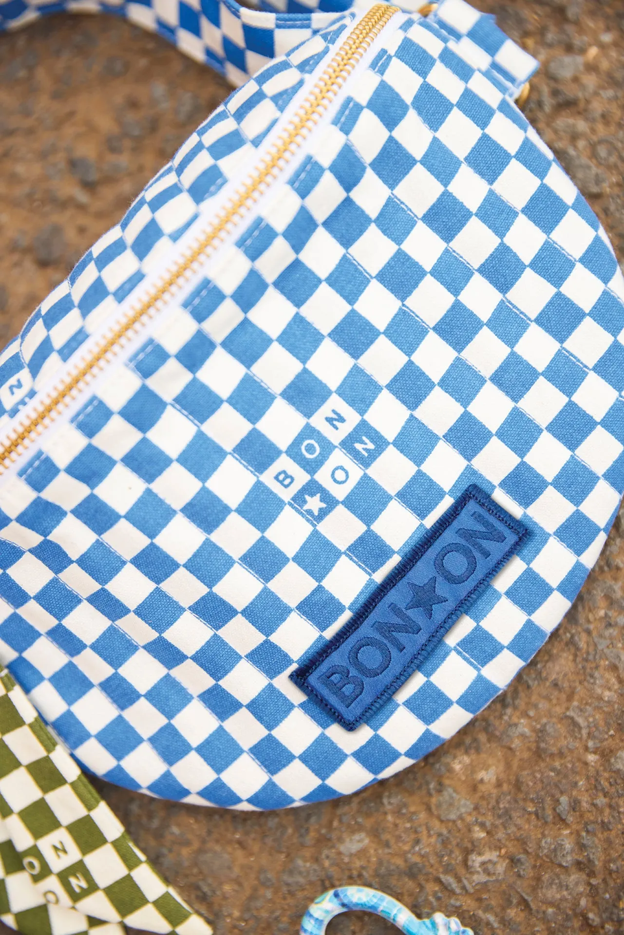 Bonton Damier Bleu bæltetaske TU ternet bomuld