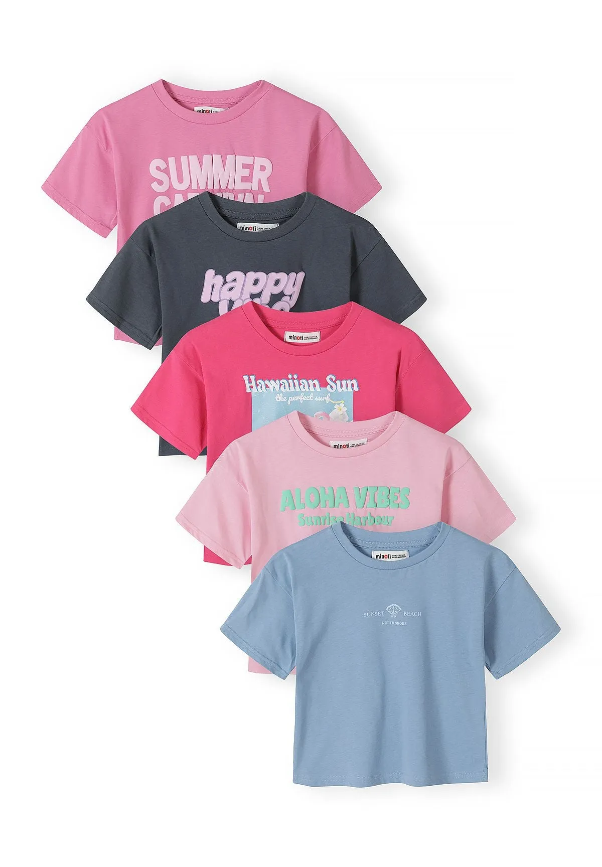 Minoti 44832 T-shirts 5-pak til piger bomuld