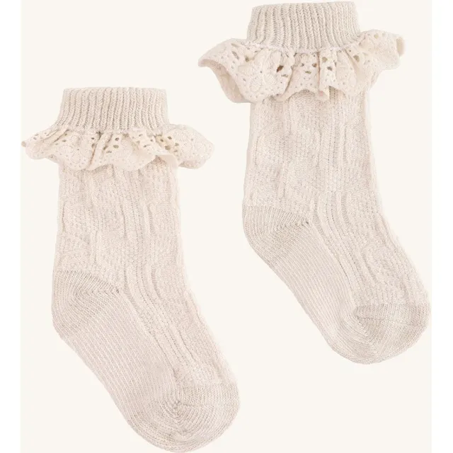 Hust & Claire HCFlorie Cable strømper Sugar bomuld