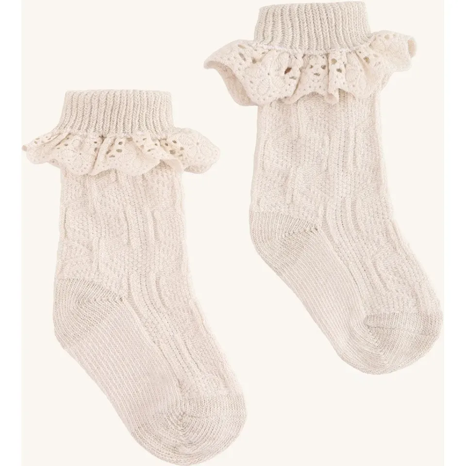 Hust & Claire HCFlorie Cable strømper Sugar bomuld