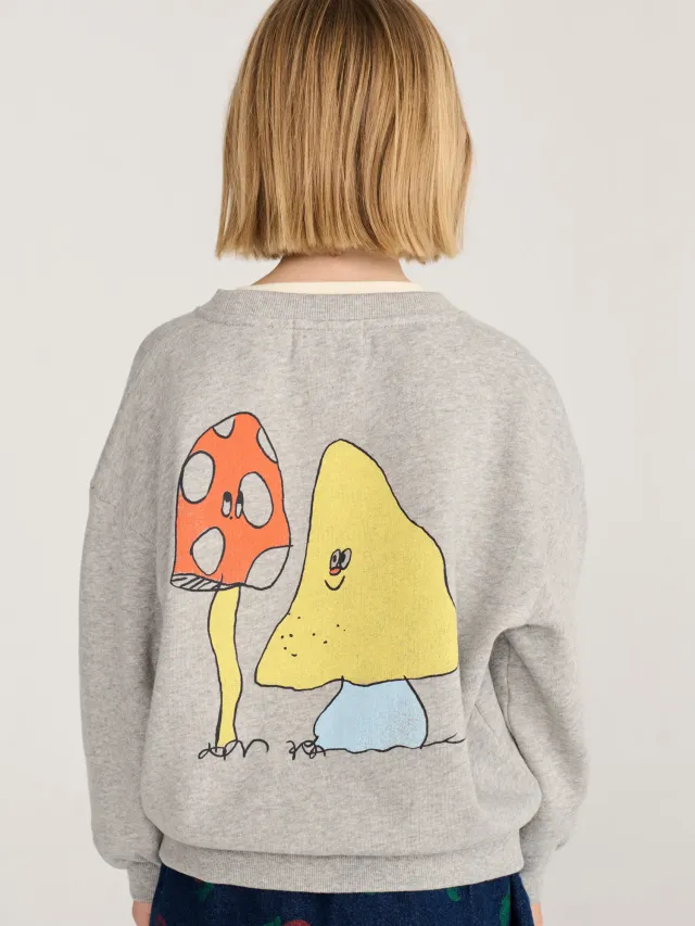 Bobo Choses Mush Monster Duo sweatshirt lysegrå økologisk
