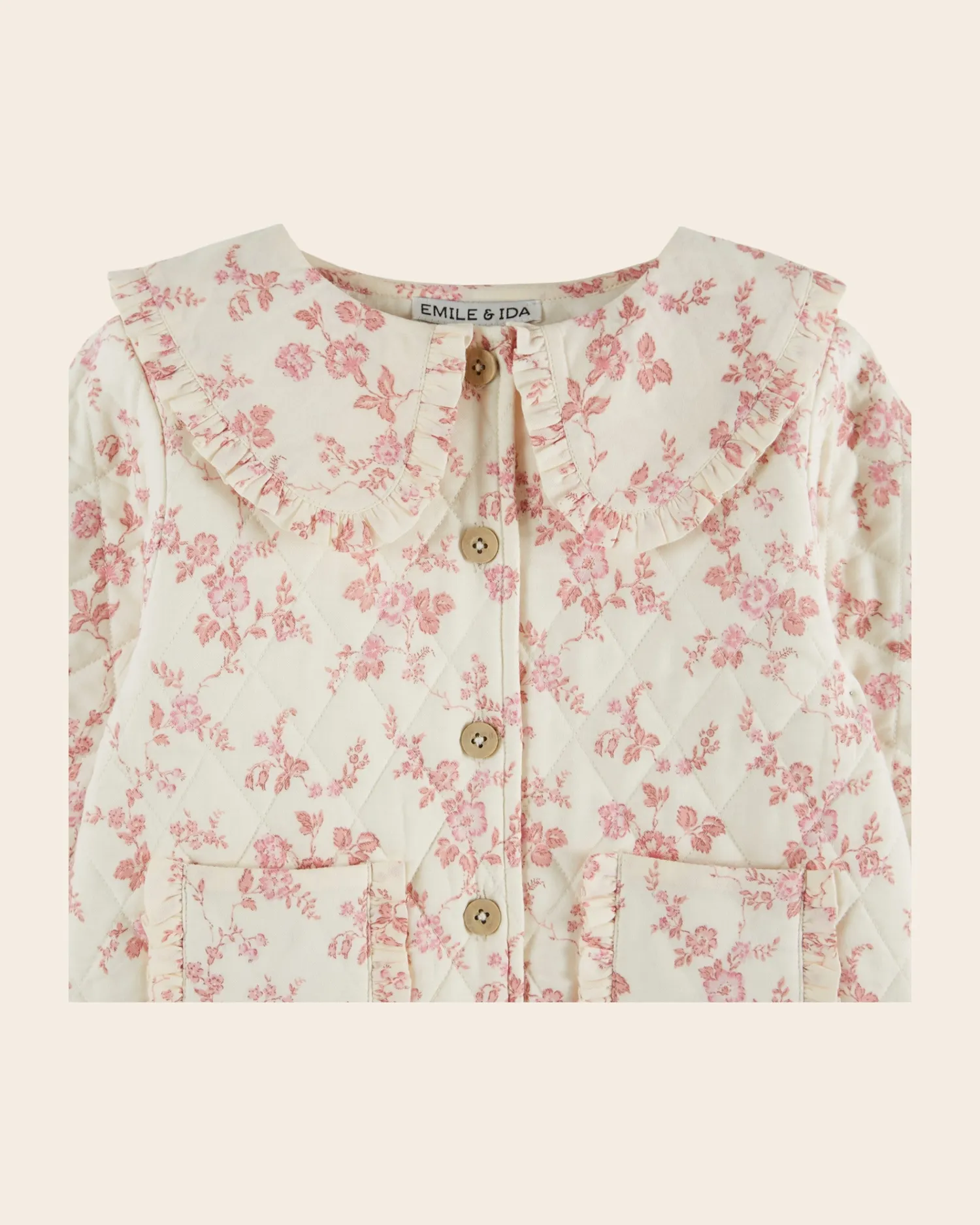 Emile et Ida Rosalie jakke quiltet øko ecru rosa