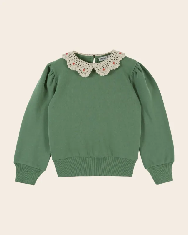 Emile et Ida Col Crochet sweatshirt grøn hæklet krave