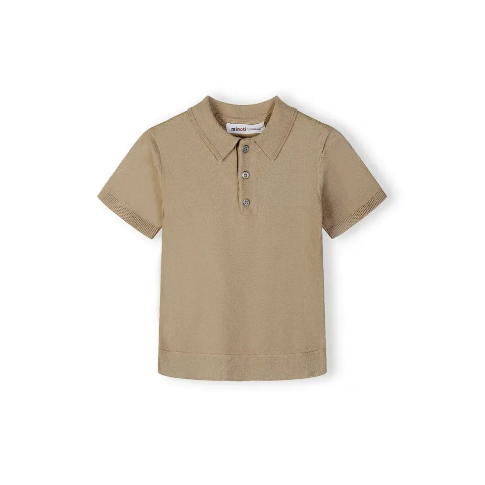 Minoti 44726 strik poloshirt til drenge sand
