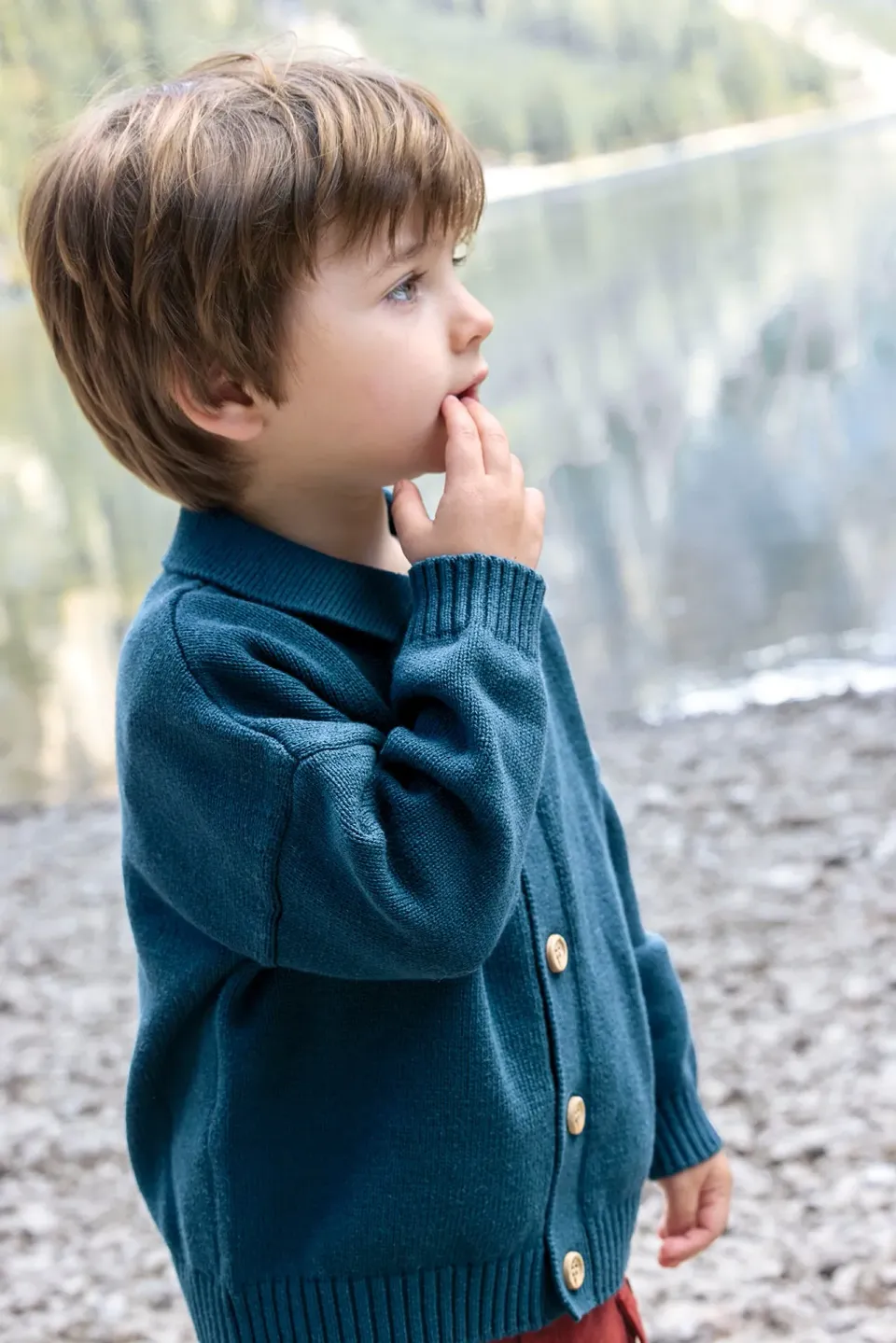 Bonton Lucien Blue Lake cardigan i bomuld