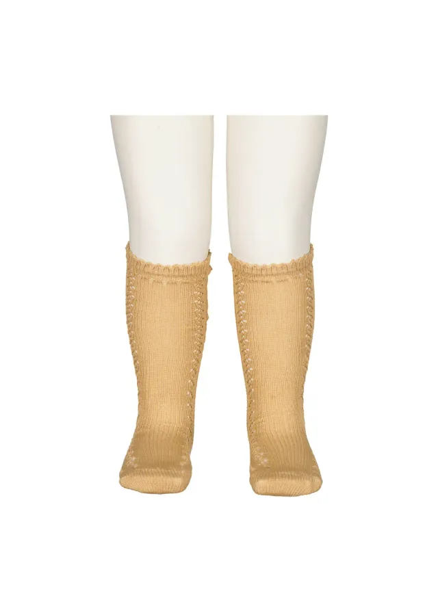 MarMar Knee Socks Pointelle Strømper Cumin hulmønster