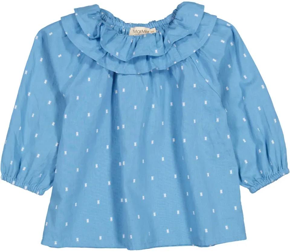 MarMar Tonella bluse Clear Blue Dobby 6M broderi