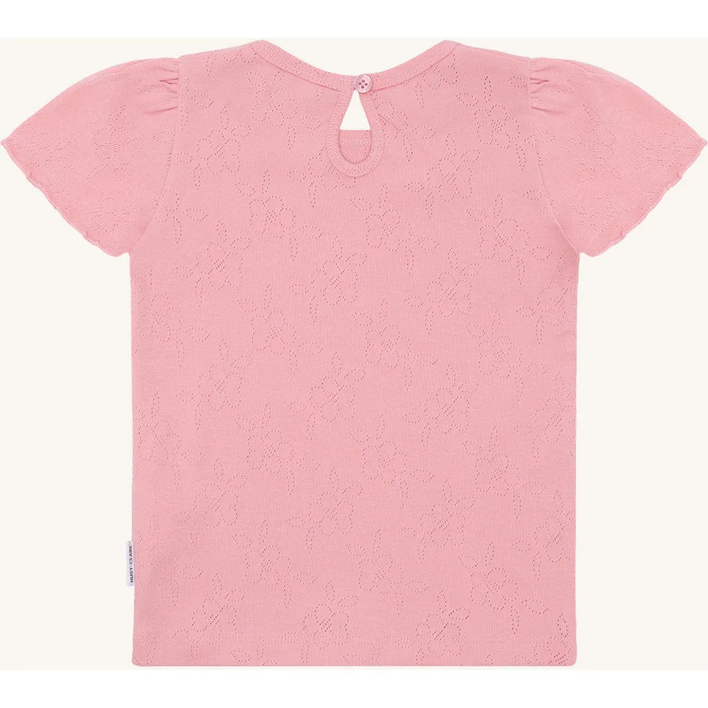 Hust & Claire HCAlma basic pointelle T-shirt Shell økologisk