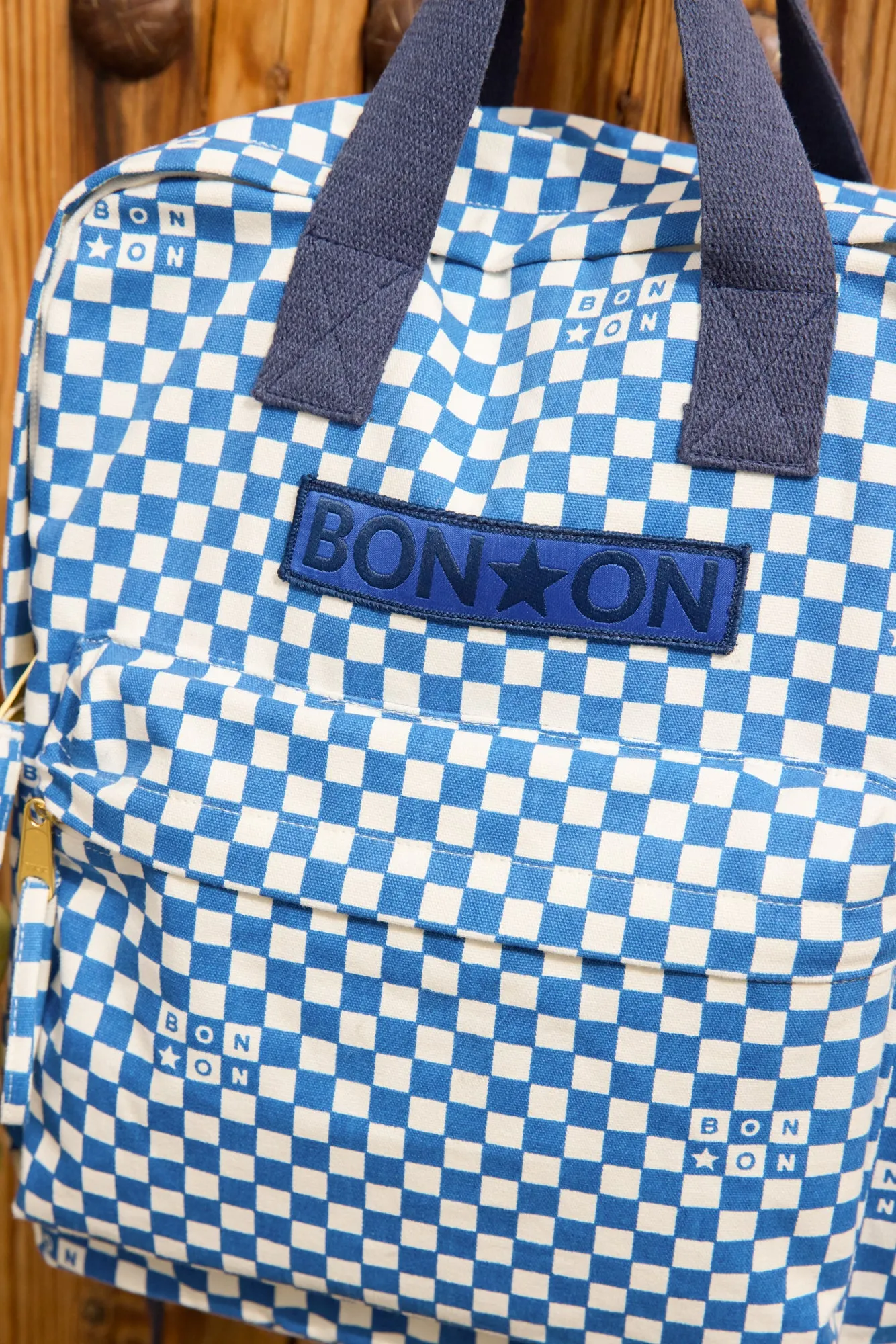 Bonton Damier Bleu rygsæk blå ternet bomuld