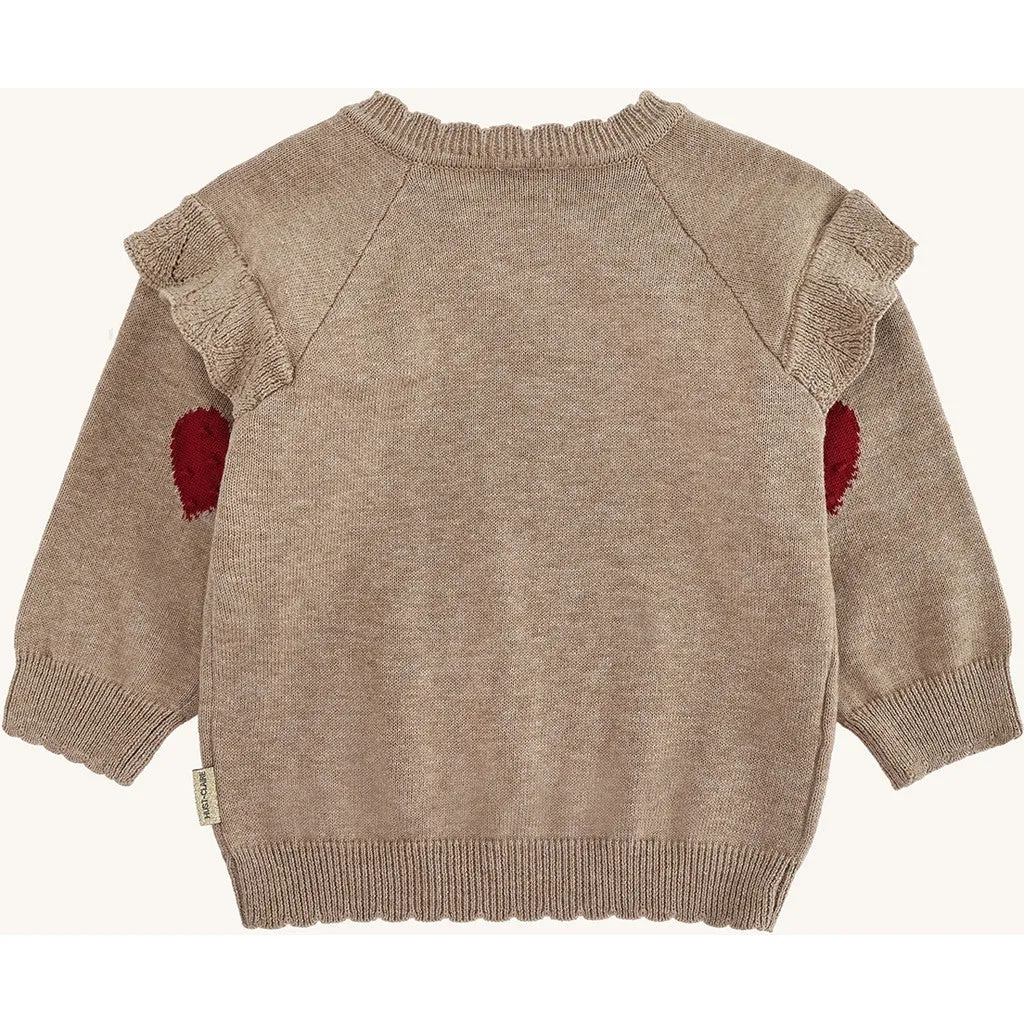 Hust & Claire Pusle Heart pullover Biscuit økologisk bomuld