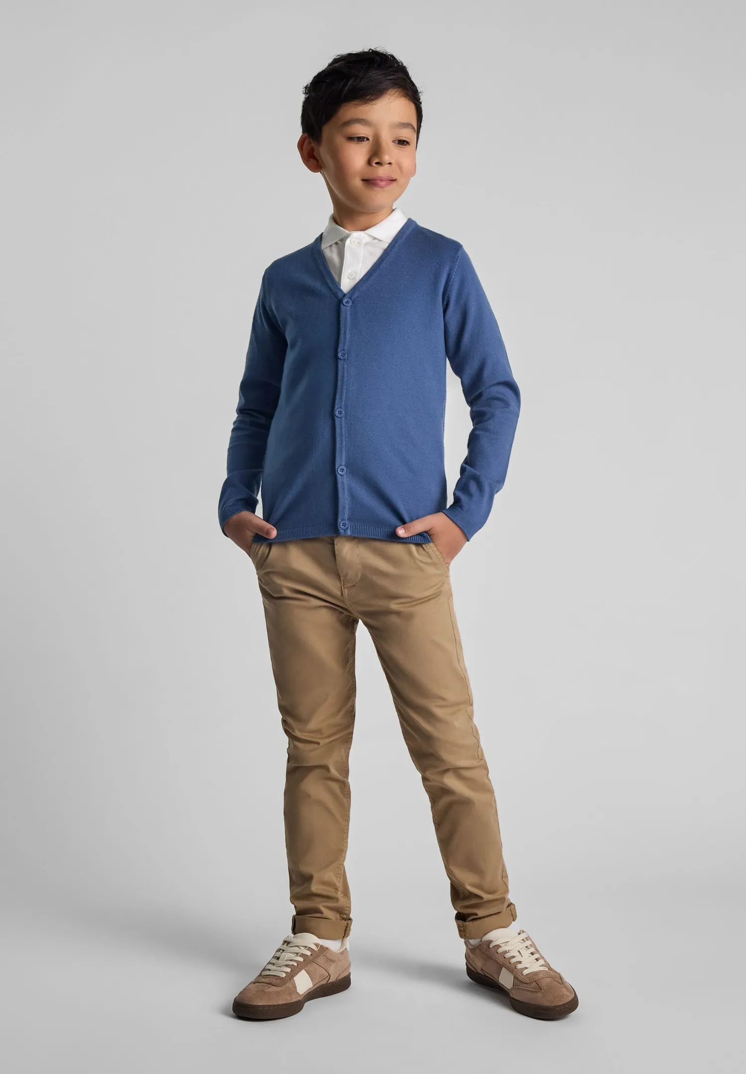 Minoti 43905 cardigan V-hals blå strik