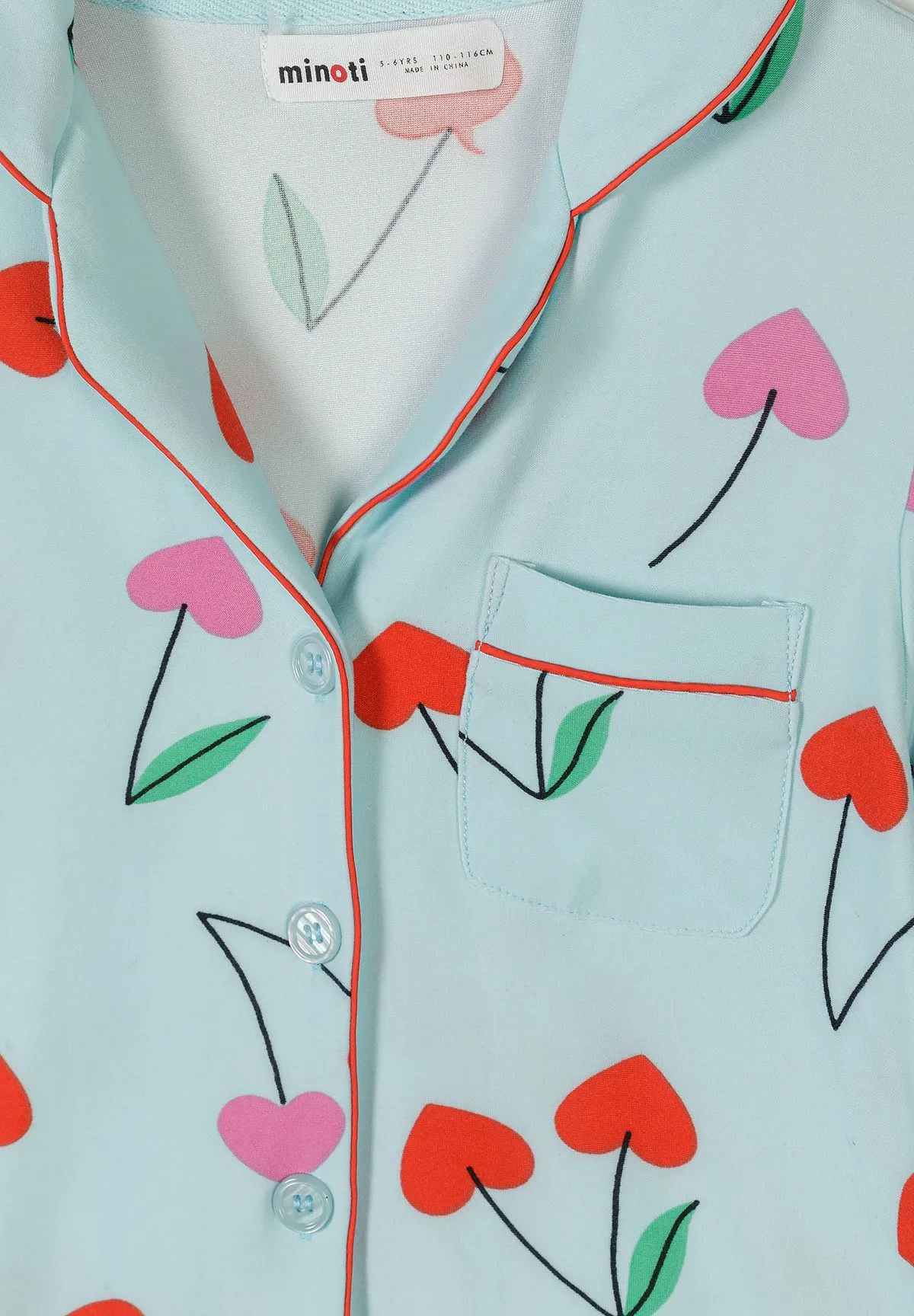Minoti 44904 pyjamas lyseblå kirsebær pige