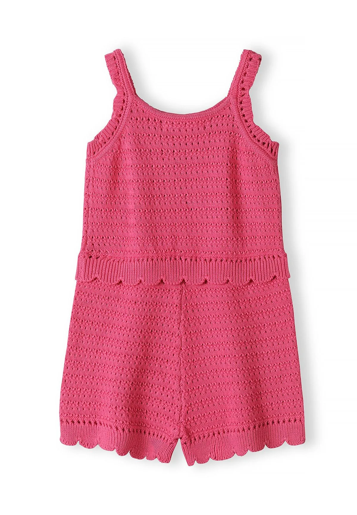Minoti 44716 jumpsuit rosa hæklet