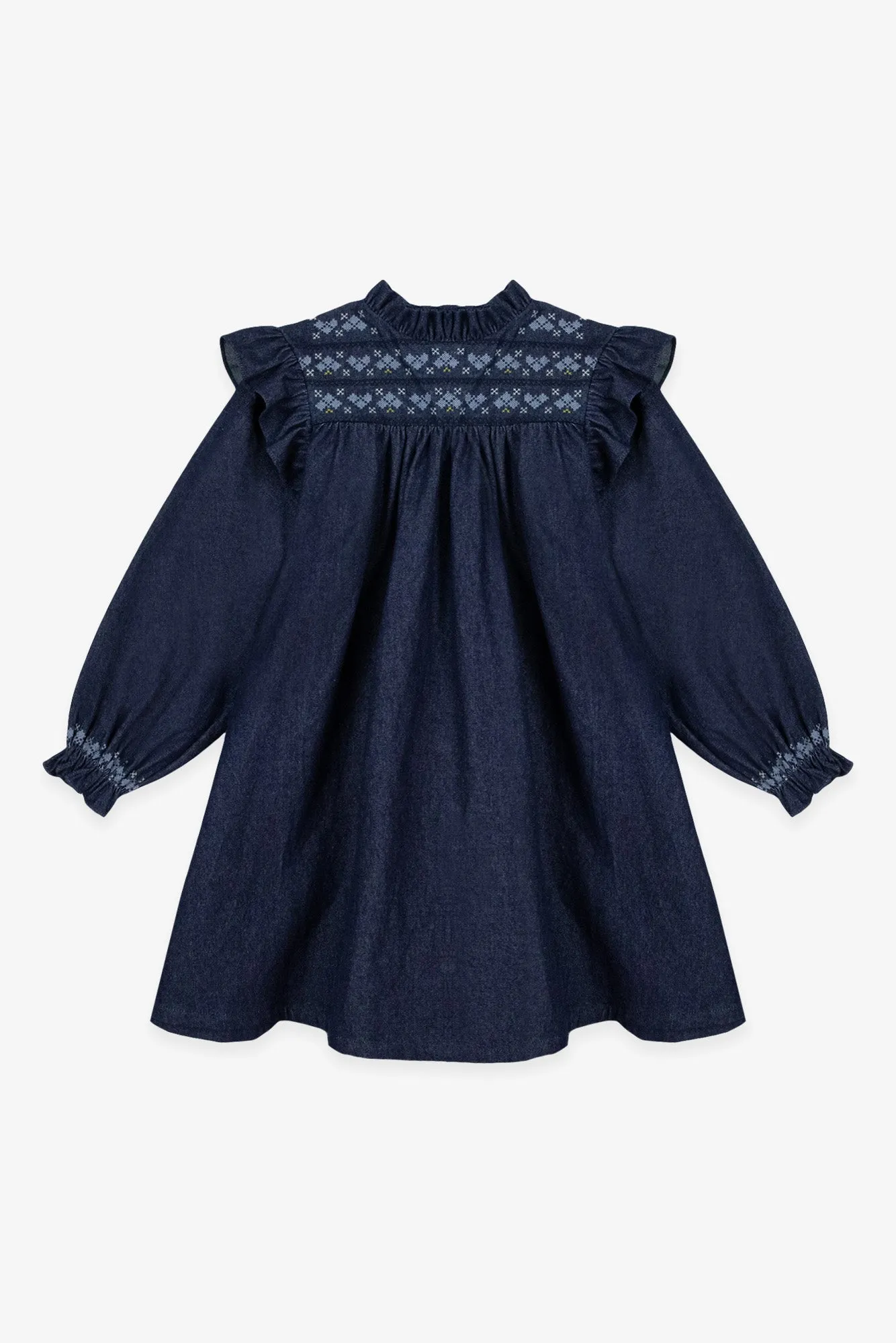 Bonton Babouchka Chambray Coton kjole broderi