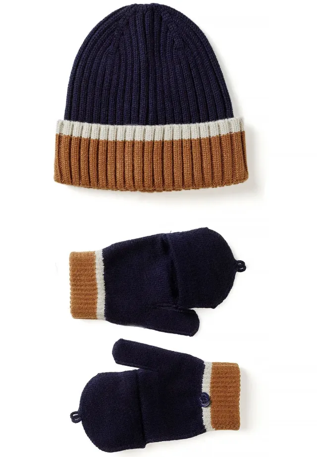 Minoti 45919 huesæt hue handsker navy str. 92-104