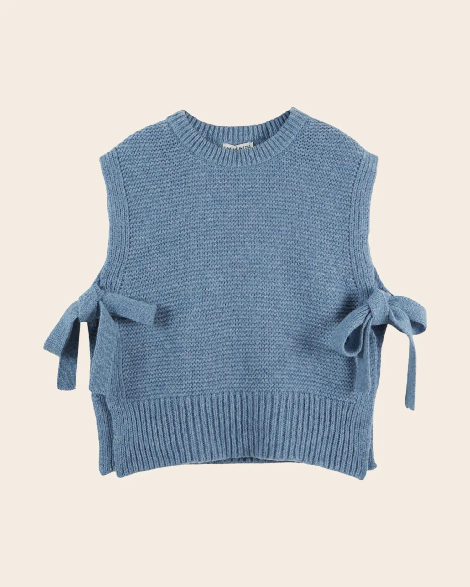 Emile et Ida A Nouer Bleu strikvest blå merino bomuld