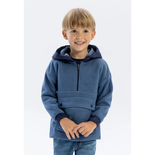 Minoti 41220 hoodie mørkeblå microfleece