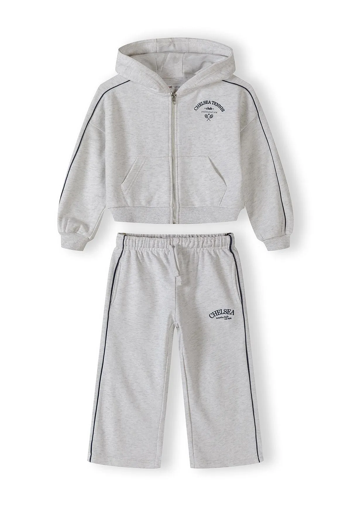 Minoti 44756 joggingdragt til piger gråmeleret fleece
