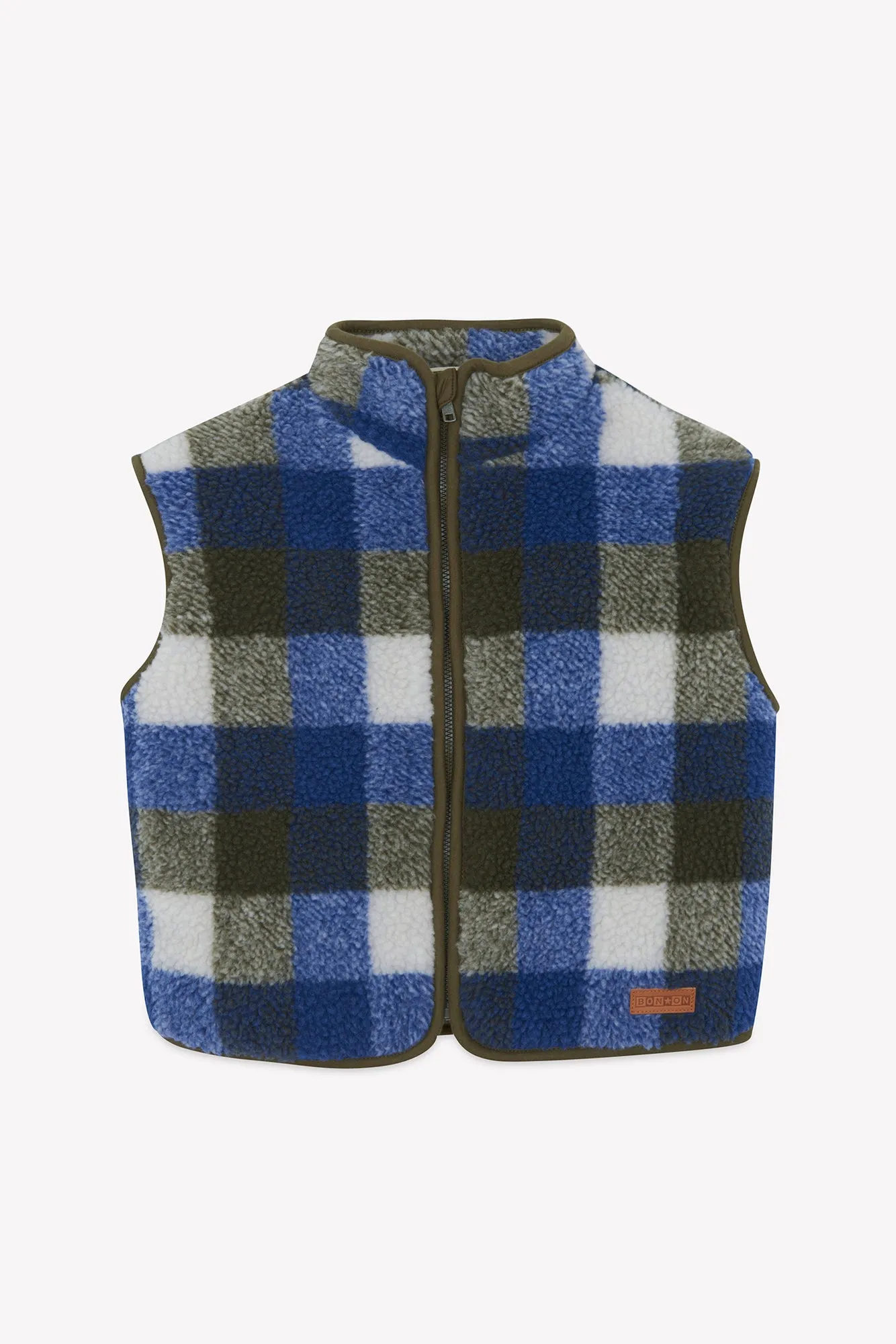 Bonton Mont Blanc sherpa vest blå ternet lynlås