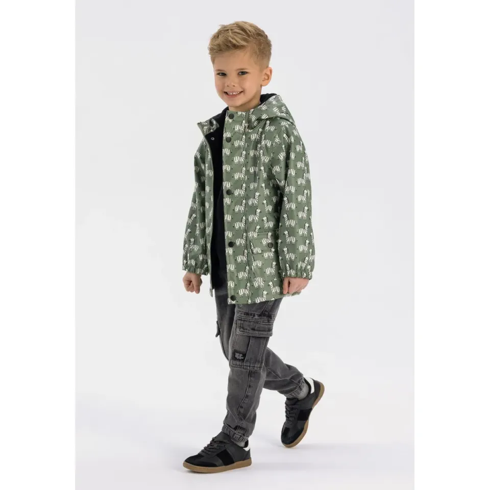 Minoti 43044 regnjakke khaki zebra-print