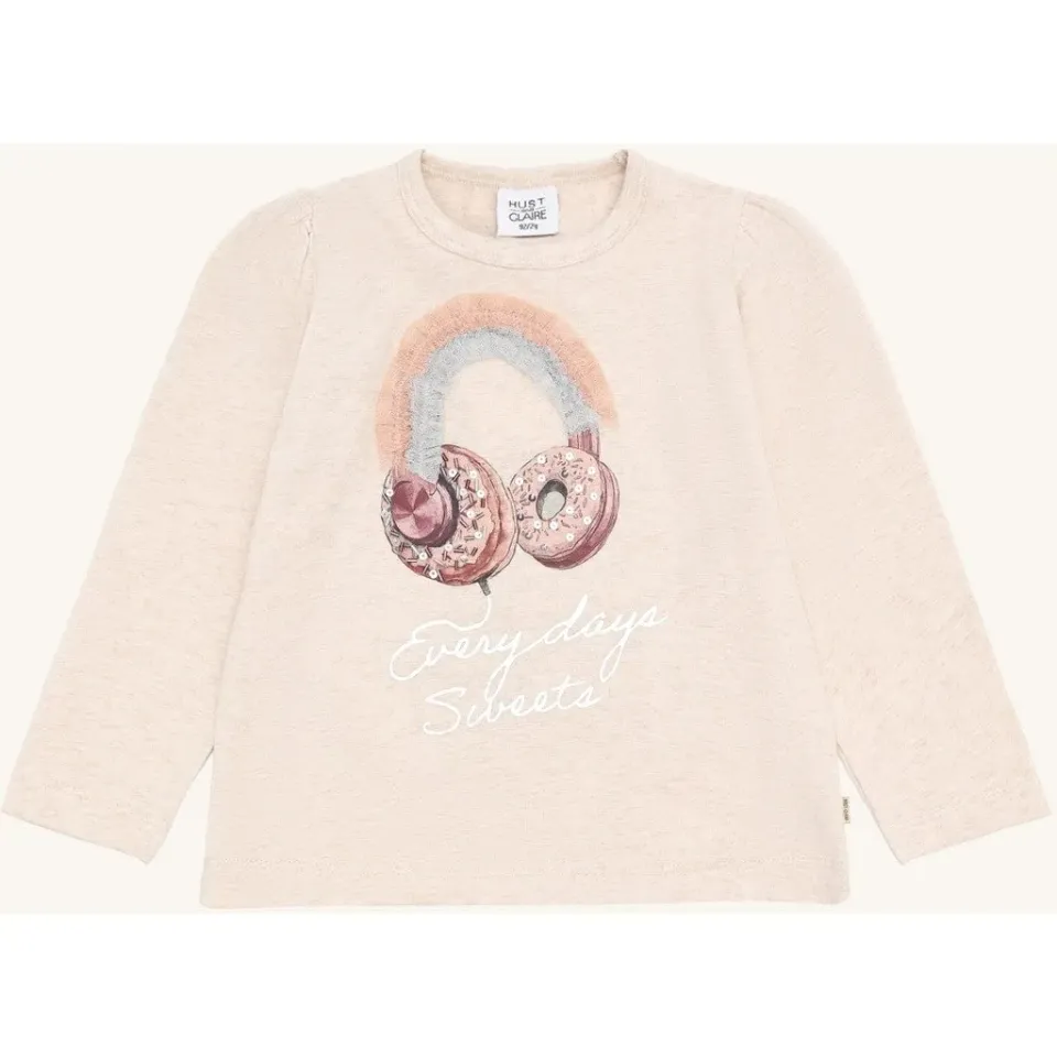Hust & Claire HCAlma Headphones langærmet bluse Wheat Melange