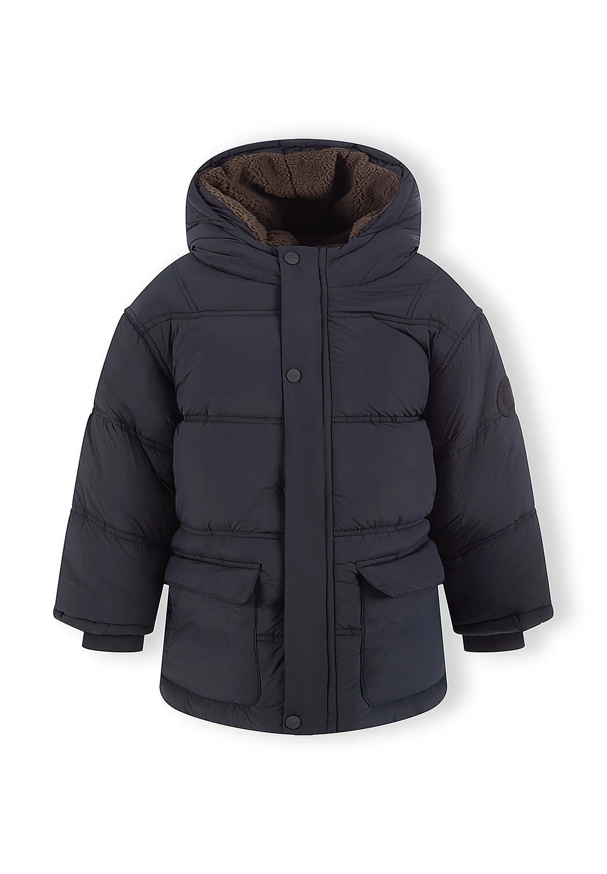 Minoti 45225 parka til drenge navy med teddyfoer