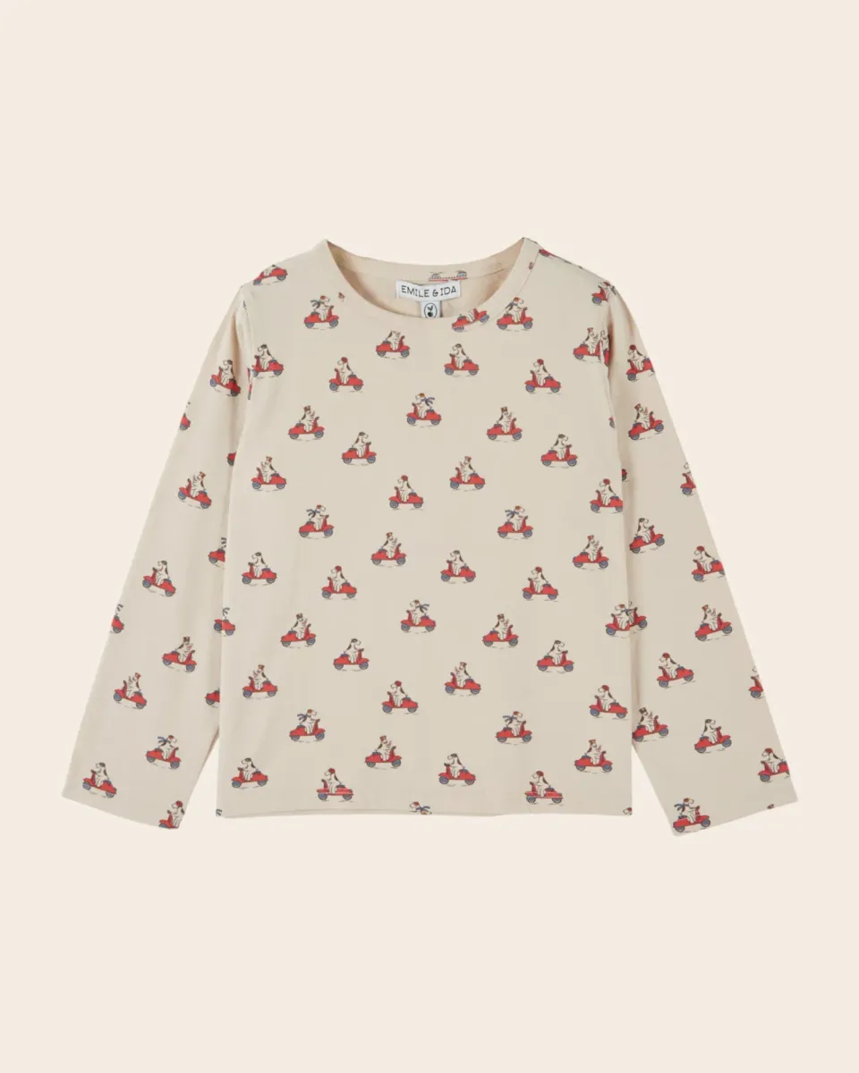 Emile et Ida Petit Dog langærmet t-shirt beige