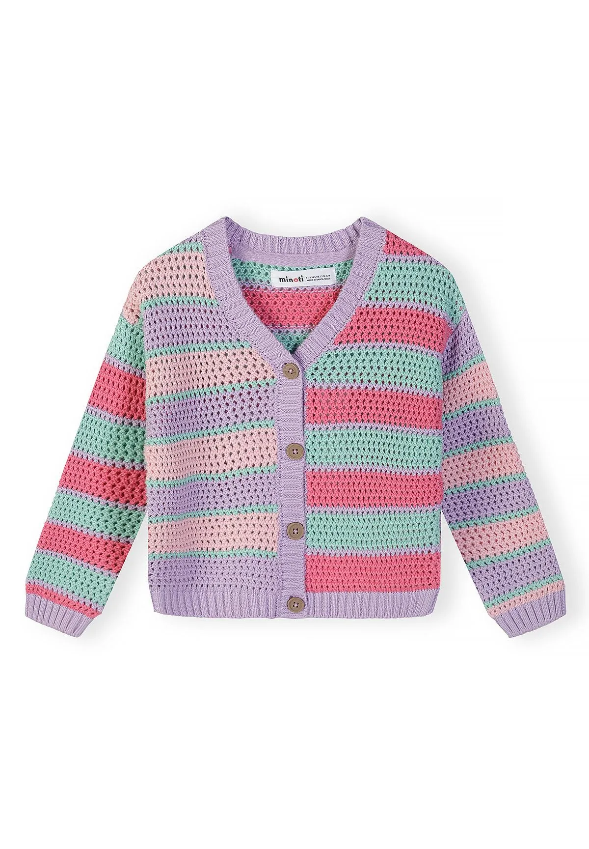 Minoti 44710 cardigan rosa pastellstribet