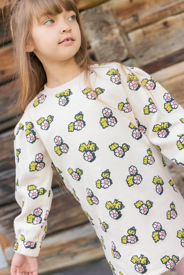 Bonton Marine Fleur Faroe sweat kjole ecru